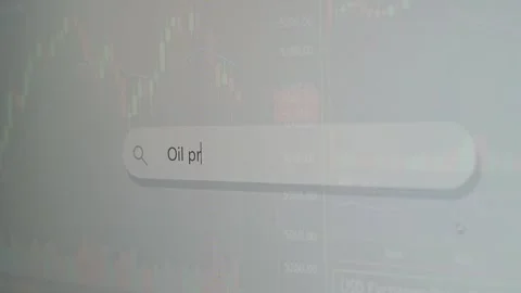 The evolving text highlights interests in oil prices and economic trends. Users Stockbeeldmateriaal 337552043