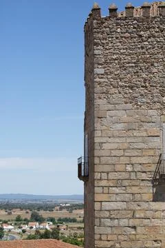 Evora Castle with long view over the fields of Alentejo , Portugal Stock Photos