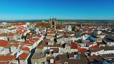 Evora city panoramic aerial view Stock Footage 63330767