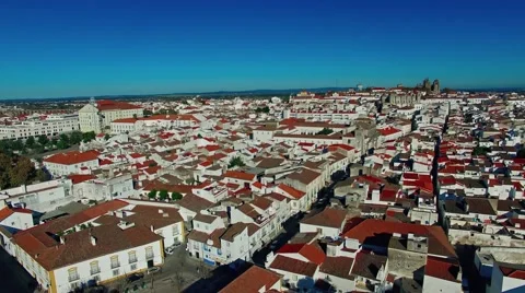 Evora city panoramic aerial view Stock Footage 63349657
