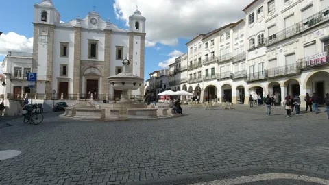 Evora, Portugal. View of the Praca do Giraldo. Stock Footage 168845700
