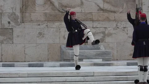 Evzones Guard Changing Ceremony at Hellenic Parliament Stock-Footage 327761269
