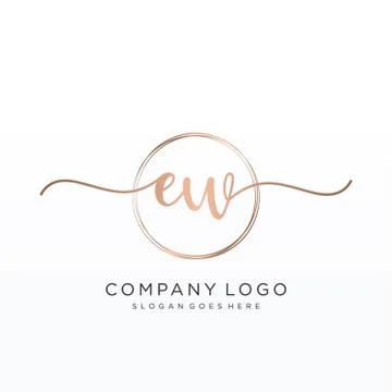 EW Initial handwriting logo design Stock Illustration