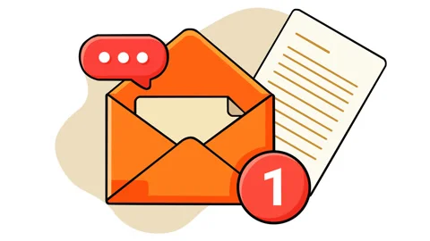 Ew Message Notification with Envelope, Document and Unread Alert Stock Footage 344241737