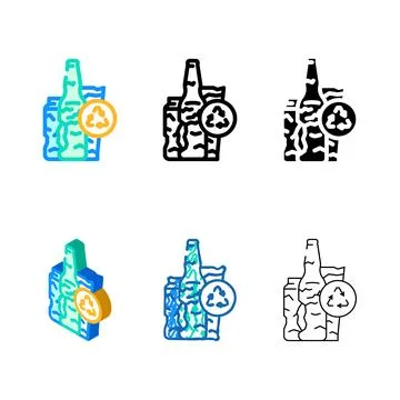 Ewaste waste sorting color icon multipack vector Stock Illustration