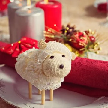 Ewe on New Year's table Stock Photos