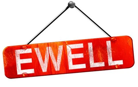 Ewell, 3D rendering, a red hanging sign Stock Illustration