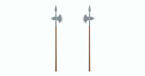 Еwo intersecting vintage halberds Stock Footage 104539938