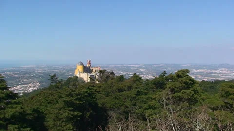 EWS on Palacio de Pena in the forest Stock Footage 33312964