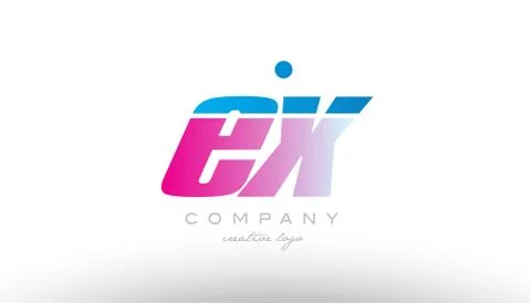 Ex e x alphabet letter combination pink blue bold logo icon design Stock Illustration