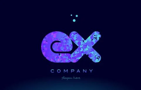 Ex e x bubble circle dots pink blue alphabet letter logo icon vector Stock Illustration