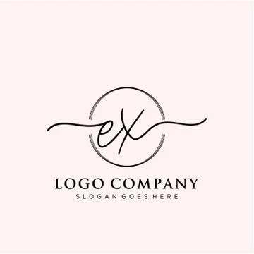EX Initial handwriting logo design Stock Illustration