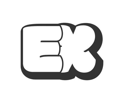 EX logo, bubble comic lettering, rounded in graffiti style black and white .. Stock Illustration