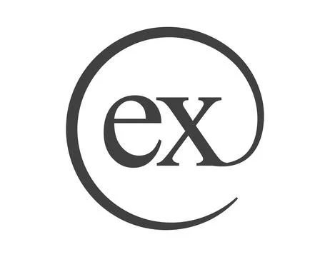 EX logo from two letter with circle shape email sign style. E and X round l.. Stock Illustration