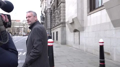 Ex-Reform Welsh leader Nathan Gill leaves Old Bailey following charges of bribe Stock Footage 304129672