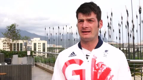 Ex-serviceman David Henson on his 200m bronze medal - INT and GVs Stock Footage 148695794
