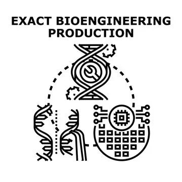 Exact bioengineering production creating genetic innovations concept Stock Illustration