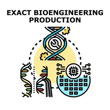 Exact bioengineering production creating genetic innovations concept Stock Illustration