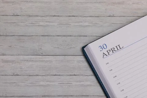 Exact date in the new diary. Important event and note space for April 30. 写真素材