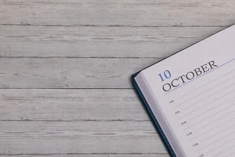 Exact date in the new diary. Important event and note space for October 10. Stock Photos