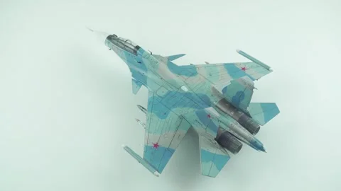 An Exact Replica Of The Russian Su-30 Two-Seat Fighter Jet. Stock Footage 341095961