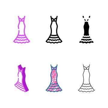 Exaggerated drop forms bride dress color icon vector Stock Illustration