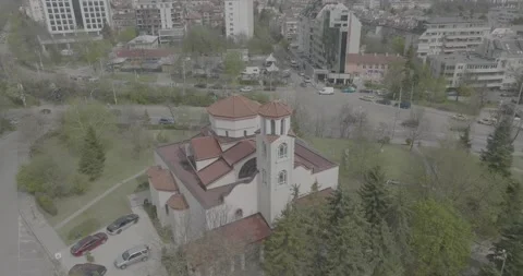 Exaltation of St. Cross of the Lord  Sofia, sunny day. d-log  10-bit. Aerial Stock Footage 197065093