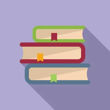 Exam book stack icon flat . Final study 스톡 일러스트