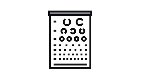 Exam chart optometry vision eye color icon animation 스톡 동영상 326116449