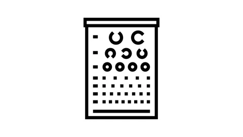 Exam chart optometry vision eye line icon animation Stock Footage 326123778