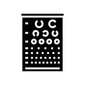 Exam chart optometry vision eye glyph icon vector illustration Illustrazione stock