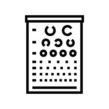 Exam chart optometry vision eye line icon vector illustration Stock Illustration