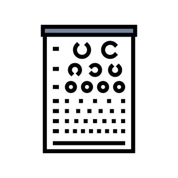 Exam chart optometry vision eye color icon vector illustration Illustrazione stock