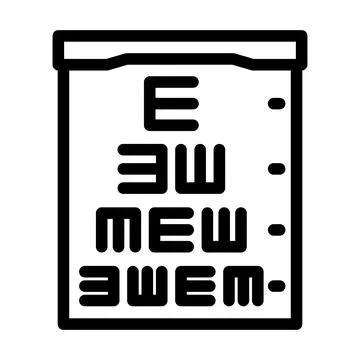 Exam chart optometry vision eye line icon vector illustration Stock Illustration