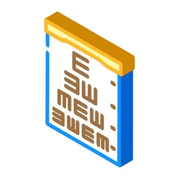 Exam chart optometry vision eye isometric icon vector illustration Stock Illustration