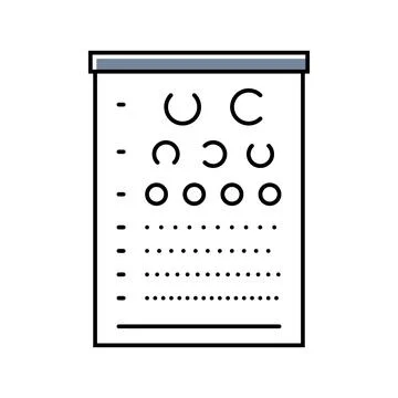 Exam chart optometry vision eye color icon vector illustration Stock Illustration