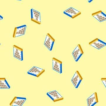 Exam chart optometry vision eye isometric icon seamless pattern Stock Illustration