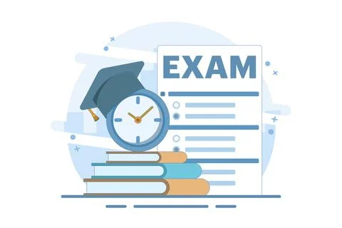 Exam concept. Education, study, digital e-learning, degree, postgraduate concept Stock Illustration