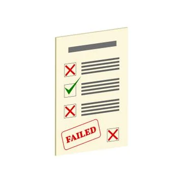 Exam Fail symbol. Flat Isometric Icon or Logo. 3D Style Pictogram for Web Des Illustrazione stock