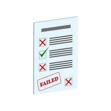 Exam Fail symbol. Flat Isometric Icon or Logo. 3D Style Pictogram for Web Des Stock Illustration