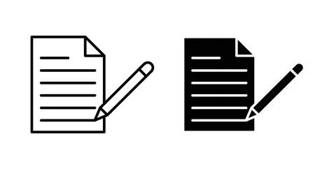 Exam icon collection in black, Line icons, flat symbols Stock Illustration