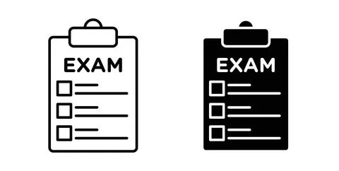 Exam icon. Style is flat and line symbol Stock Illustration
