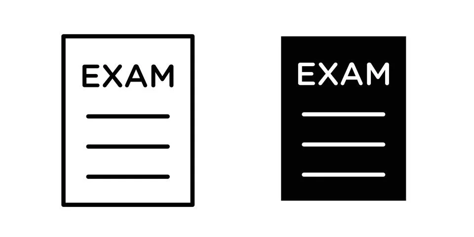 Exam icon thin line and clipart style vector set Stock Illustration