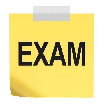 Exam, note sticky yellow reminder. 3D rendering Stock Illustration