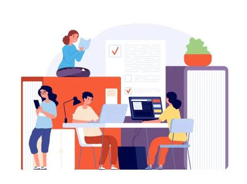 Exam preparing. Technology examination preparation, better study together 库存插图