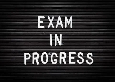 Exam In Progress Sign Stock-Fotos