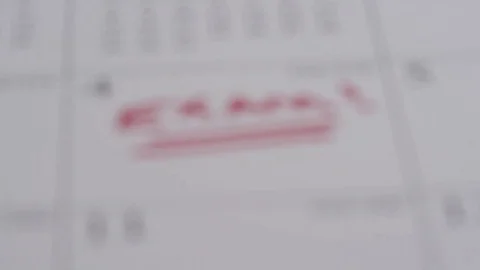 Exam reminder in calendar rack focus to date Stock-Footage 84159249