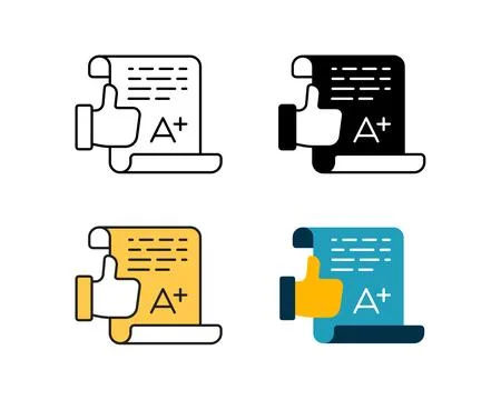 Exam result icon vector design in 4 style line, glyph, duotone, and flat. Stock Illustration