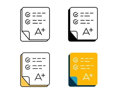 Exam result icon vector design in 4 style line, glyph, duotone, and flat. Stock Illustration