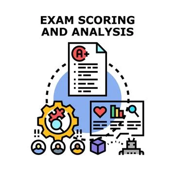 Exam scoring and analysis process concept Illustrazione stock